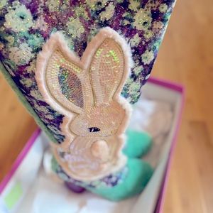 Irregular Choice Lapin faux fur floral bunny boots